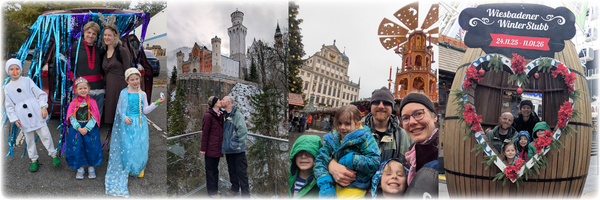 Left to right: Frozen halloween, Neuschwanstein, Augsburg Christmas market, Wiesbaden
